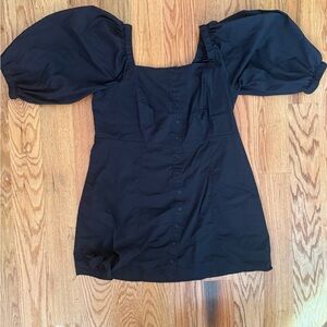 DANIELLE BERNSTEIN Black Puff Sleeve Mini Dress